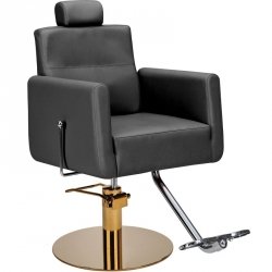 FOTEL BARBERSKI RAY G1 CZARNY/DYSK ZŁOTY (BARBER BY AYALA)