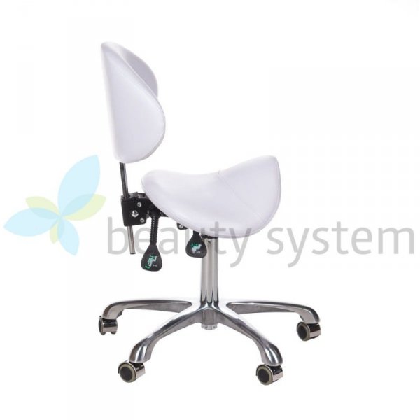 TABORET KOSMETYCZNY Z OPARCIEM BY-3004 BIAłY