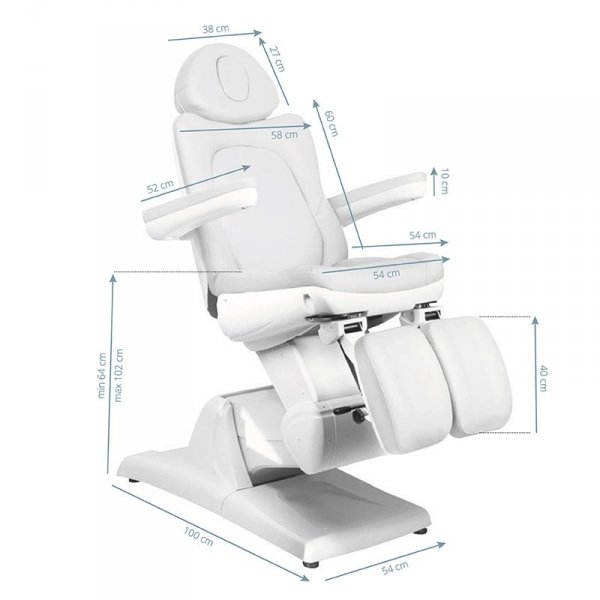 Fotel kosmetyczny elektr. Azzurro 870S pedi 3 siln. biały