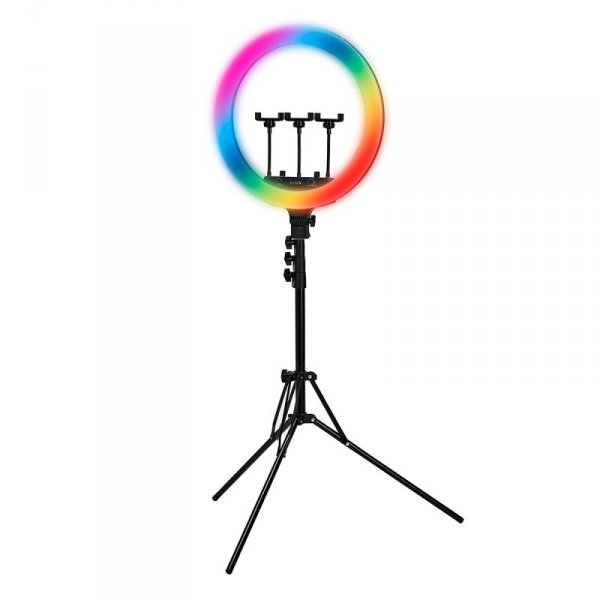 GLOW lampa pierścieniowa ring 18&quot;&quot; RGB bsc ze statywem 45W