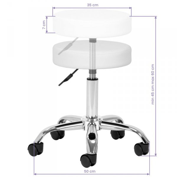 Taboret kosmetyczny AM-310v biały