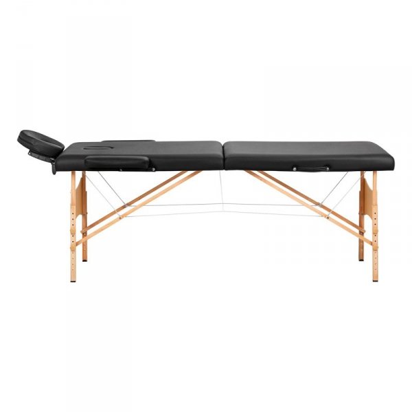 Stół składany do masażu drewniany Balance Lux 2 segmentowy 190x70 czarny