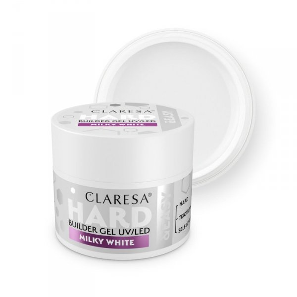 Claresa Żel budujący Hard&easy builder gel milky white 45g