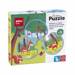 Puzzle trzyczęściowe Apli Kids - Zwierzęta i ich środowisko 3+