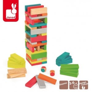 Gra Jenga z kolorami Equilibloc, Janod