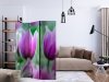 Parawan 3-częściowy - Fioletowe wiosenne tulipany [Room Dividers]