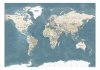 Fototapeta - Błękitno beżowa mapa świata retro
