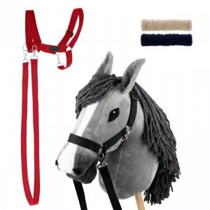 Zestaw Skippi - Hobby Horse szary i dodatkowy kantar - czerwony