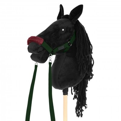 Zestaw Skippi - Hobby Horse czarny i dodatkowy kantar - ciemny zielony