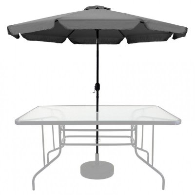 Parasol ogrodowy duży 3 m skośny łamany z korbą szary MultiGarden