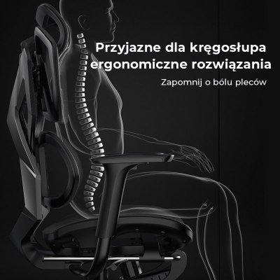 Fotel ergonomiczny gamingowy Angel Furia Black