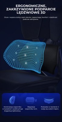 Fotel ergonomiczny gamingowy Angel Furia PRO z podnóżkiem