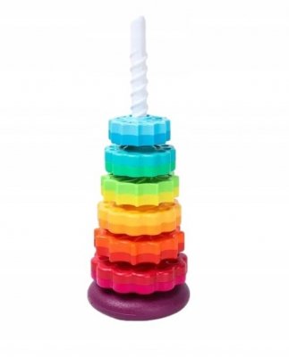 Kolorowa Tęczowa Wieża Piramidka 40 cm 6 dysków #G2