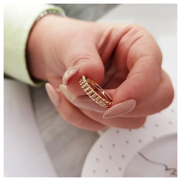 Pierścionek stal chirurgiczna platerowana złotem PST634, Rozmiar pierścionków: US9 EU20