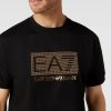 Emporio Armani EA7 t-shirt koszulka męska czarna złoty nadruk 3RUT05-PJFBZ-1200
