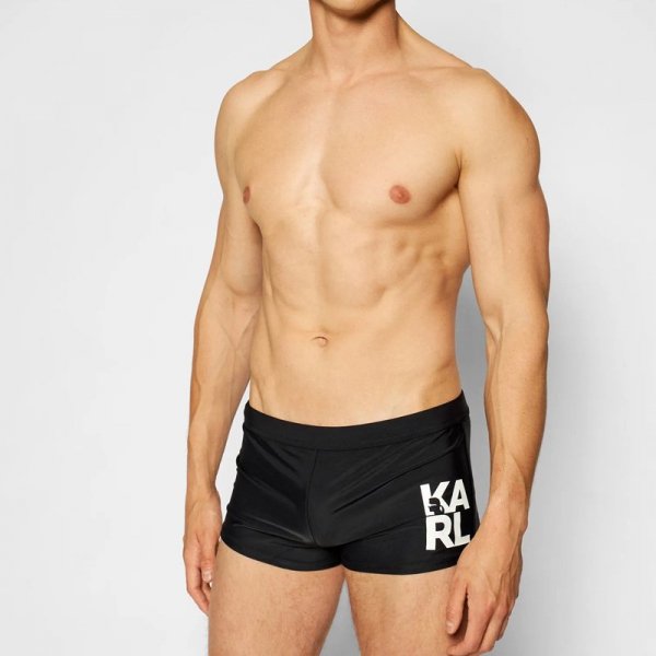 Karl Lagerfeld bokserki kąpielówki męskie czarne KL21MTR01