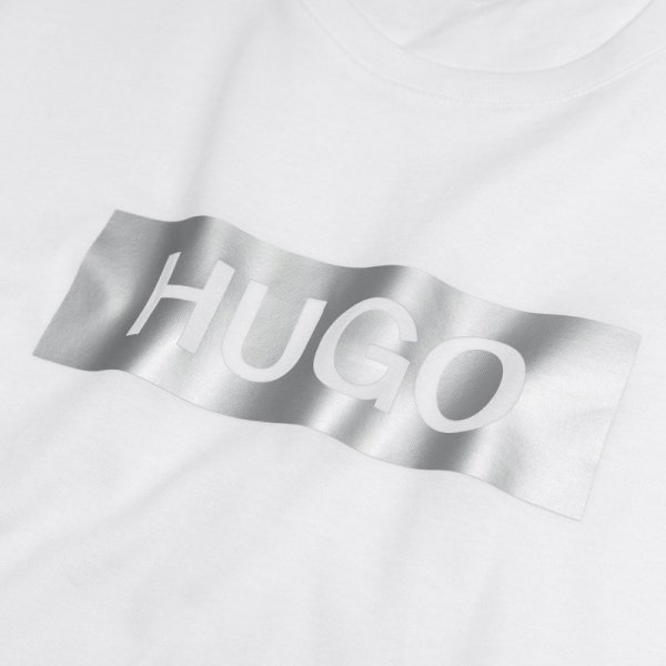 Hugo Boss t-shirt koszulka męska biała srebrny nadruk 50467585