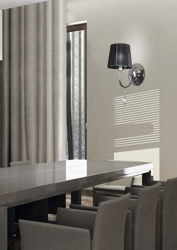 SORENTO KINKIET 1X40W E14 CHROM ABAŻUR CZARNY
