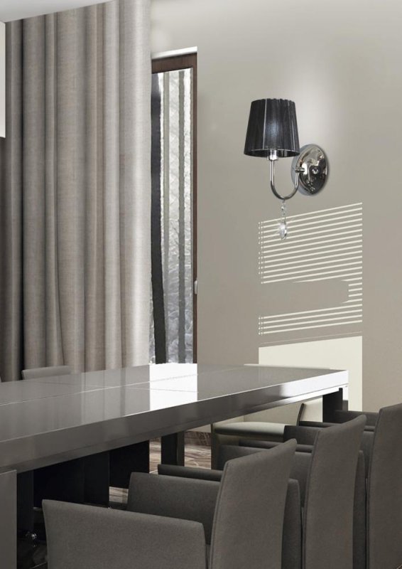 SORENTO KINKIET 1X40W E14 CHROM ABAŻUR CZARNY
