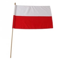 Flaga POLSKA  30x40 cm z uchwytem drewnianym 30x40 