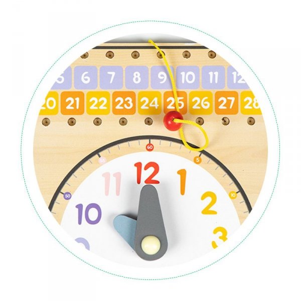 Drewniana tablica manipulacyjna kalendarz zegar