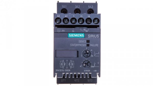 Softstart 3-fazowy 200-480VAC 9A 4kW/400V Uc=24V AC/DC S00 3RW3016-1BB04