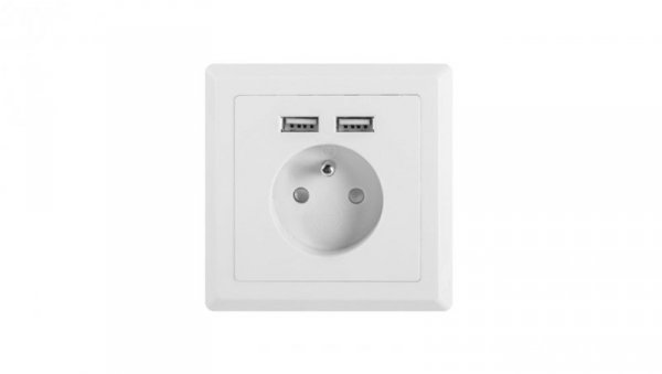 Gniazdo pojedyncze z/u z ładowarką 2xUSB 2,1A AC-WS01-USB2-E