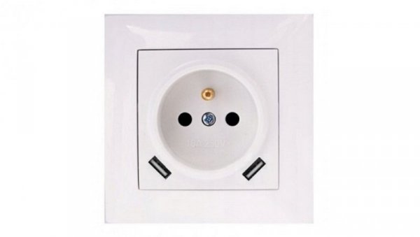 Wesa Gniazdo pojedyncze z/u + 2 x USB 5v 2A białe LC-13A