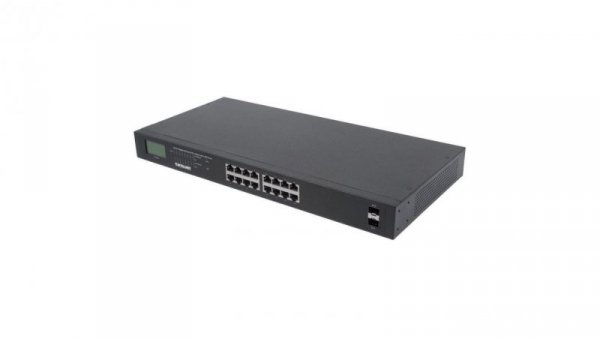 Switch Gigabit 16x RJ45, POE+, 2x SFP, LCD, Rack 19