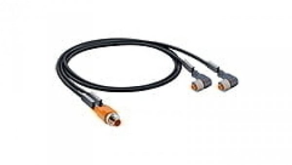 Kabel konfekcjonowany obustronnie rozdzielacz złącza męskie M12 Duo proste / 2xM12 żeńskie kątowe czarny ASB 2-RKWT 4-3-224/1 M