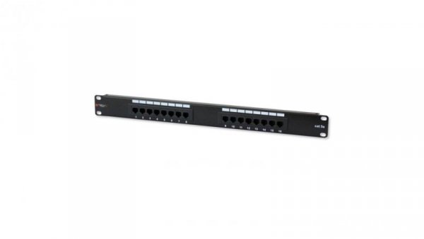Patch Panel 1U UTP 16x RJ45 Cat5e Czarny