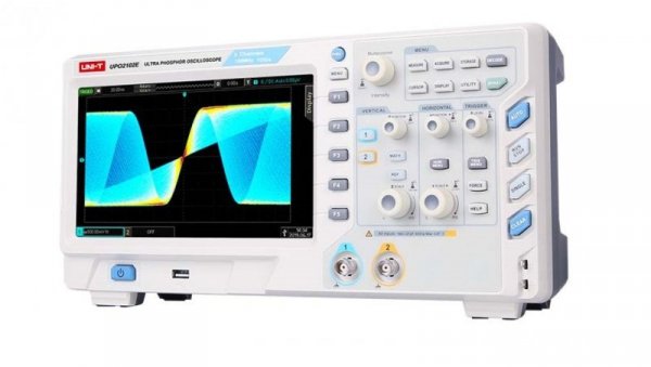 Dwukanałowy oscyloskop cyfrowy 2 x 100MHz, Ultra Phosphor, duży kolorowy wyświetlacz LCD TFT UT-UPO2102E