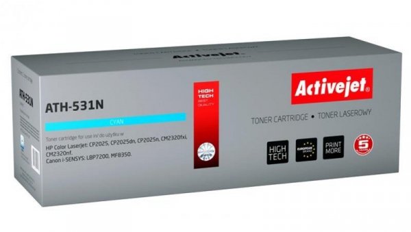 Toner Activejet ATH-531N (zamiennik HP 304A CC531A, Canon CRG-718C Supreme 3200 stron niebieski)