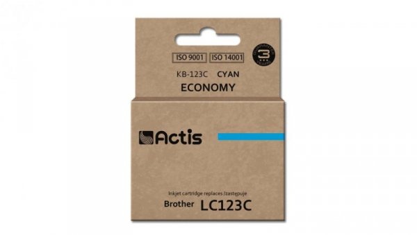 Tusz ACTIS KB-123C (zamiennik Brother LC123C/LC121C Standard 10 ml niebieski)