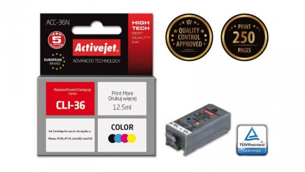 Tusz Activejet ACC-36N (zamiennik Canon CLI-36 Supreme 12.5 ml kolor)