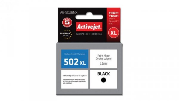 Tusz Activejet AE-502BNX (zamiennik Epson 502XL W14010 Supreme 16 ml czarny)