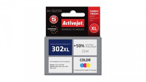 Tusz Activejet AH-302CRX (zamiennik HP 302XL F6U67AE Premium 21 ml kolor)