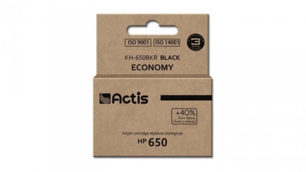 Tusz ACTIS KH-650BKR (zamiennik HP 650 CZ101AE Standard 15 ml czarny)