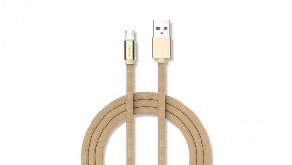Kabel Micro USB 1m 2,4A w oplocie Złoty 8495