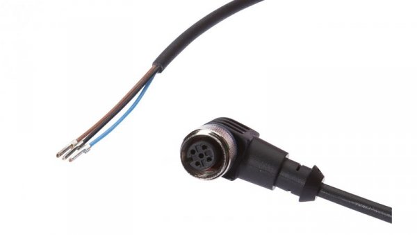 Kabel konfekcjonowany jednostrony złącze M12 żeńskie 3-pinowe kątowe wolny koniec przewodu 3x0,34mm² 2m PUR 250V IP67 VK200021