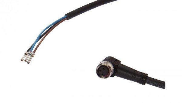 Kabel konfekcjonowany jednostrony złącze M8 żeńskie 3-pin kątowe wolny koniec przewodu 3x0,34mm² 5m PUR 250V IP67 VK500071