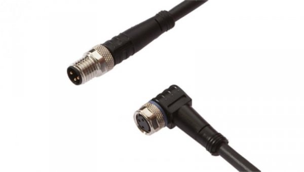 Złącze do samokonfekcjonowania M8 kątowe żeńskie 3-pinowe M8 męskie proste 3-pinowe 3x0.34mm² PUR 60V IP67 VK200F70