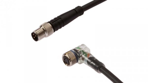 Złącze do samokonfekcjonowania M8 kątowe żeńskie 3-pinowe M8 męskie proste 3-pinowe 3x0.34mm² PUR IP67 wyswietlacz LED VK200F72