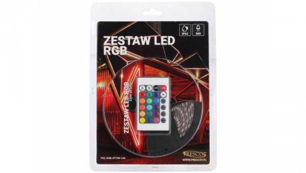 Zestaw led RGB 72W 300led 24key IP65 blister