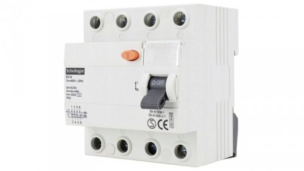 Wyłącznik różnicowoprądowy 4P 25A 0,03A 30mA AC różnicówka Schelinger