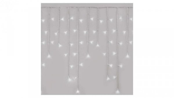 Oświetlenie świątecz. sople 300LED 5m zimna biel, przeź. przew., 8 programów, timer, pilot D4CC02