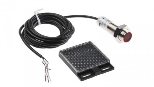 Czujniki fotoelektryczne Retrorefleksyjny NPN cylindryczny zakres 50 mm → 7 m. IP67