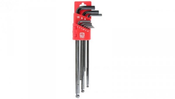 Zestaw kluczy imbusowych, 10 mm, 2 mm, 2,5 mm, 3 mm, 4 mm, 5 mm, 6 mm, 8 mm, klucz imbusowy z końcówką kulową: 1,5 mm