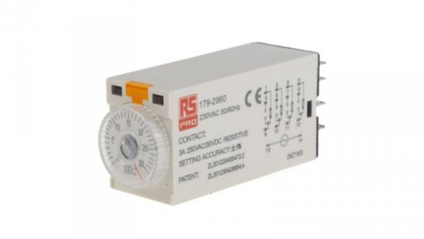 Przekaźnik czasowy zwłoczny jednofunkcyjny 1 → 30s 4PDT 4-stykowy 4PDT 230V ac