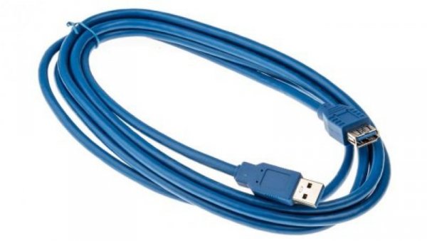 Przedłużacz USB, dł. 3m, kolor: Niebieski